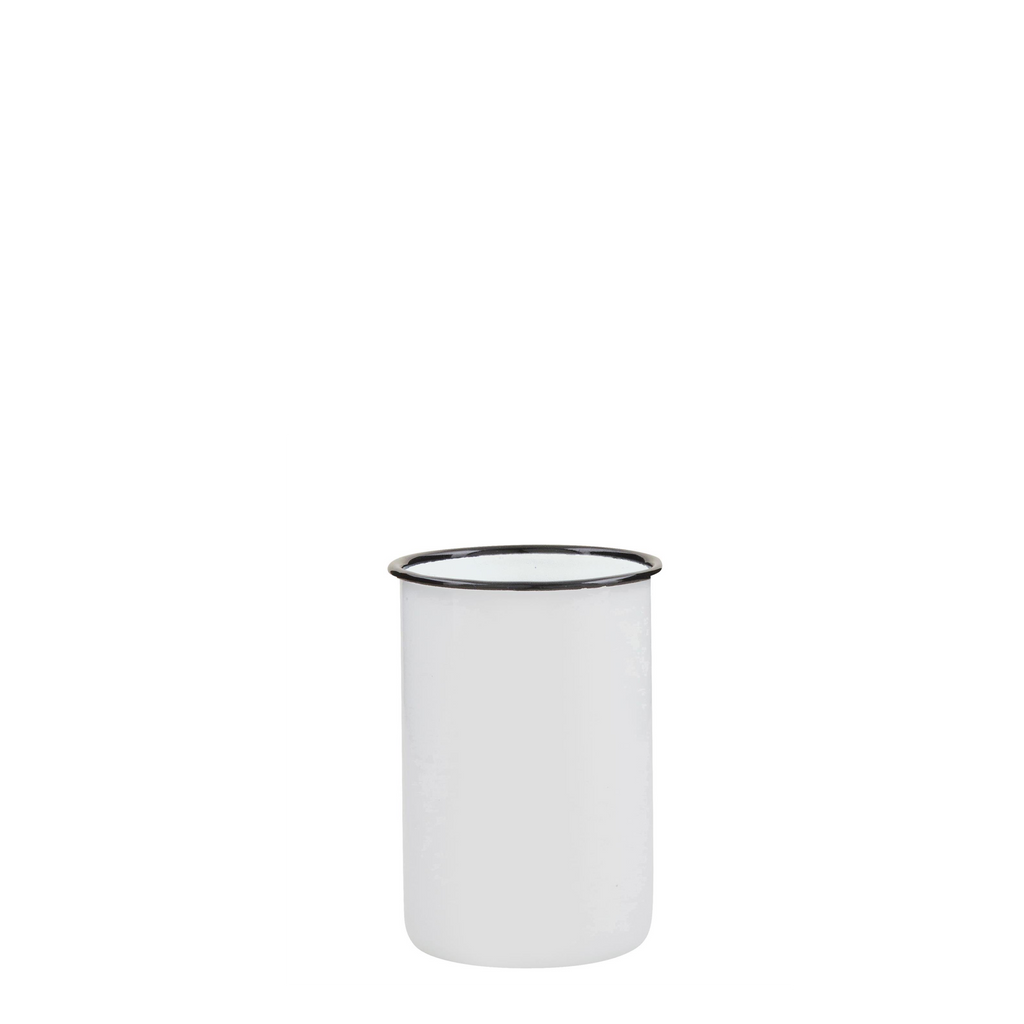 Ib Laursen Zahnbecher Emaille weiß mit schwarzer Kante