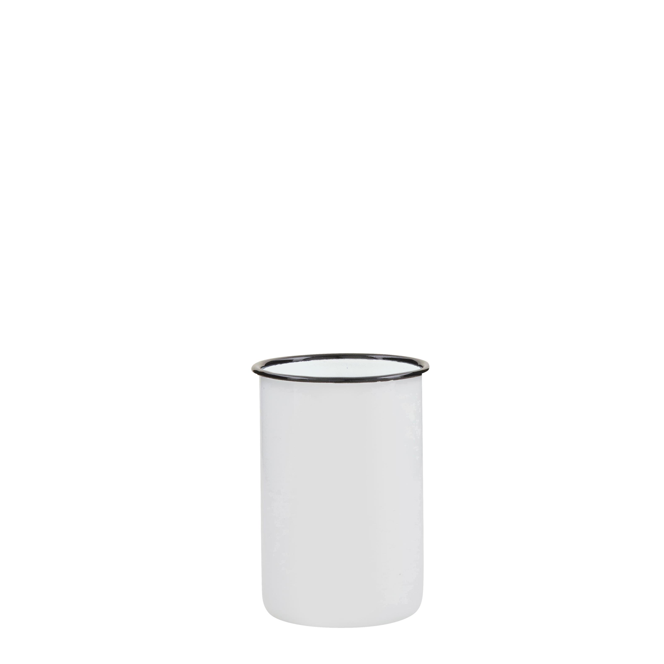 Ib Laursen Zahnbecher Emaille weiß mit schwarzer Kante