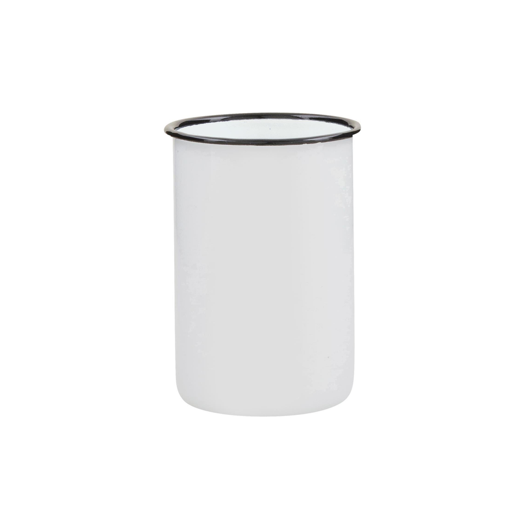 Ib Laursen Zahnbecher Emaille Weiß mit schwarzer Kante