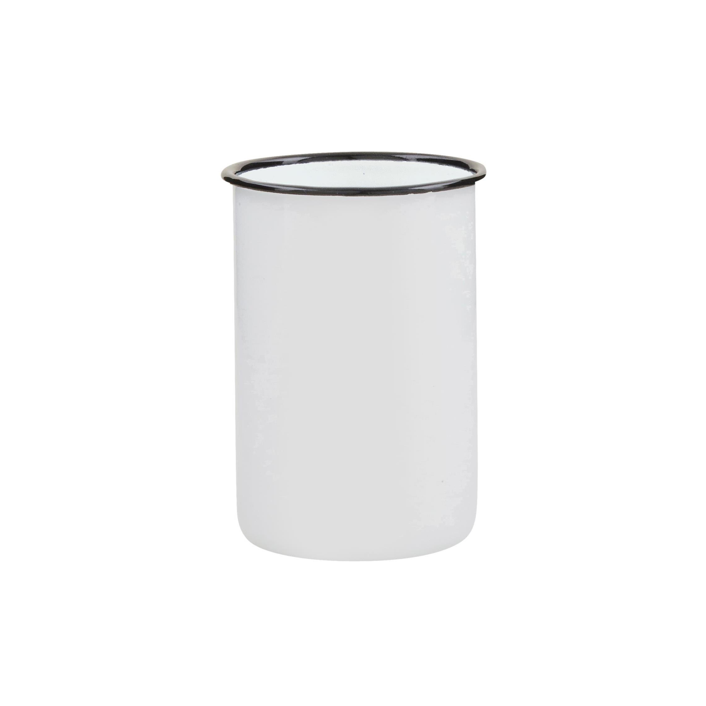 Ib Laursen Zahnbecher Emaille Weiß mit schwarzer Kante