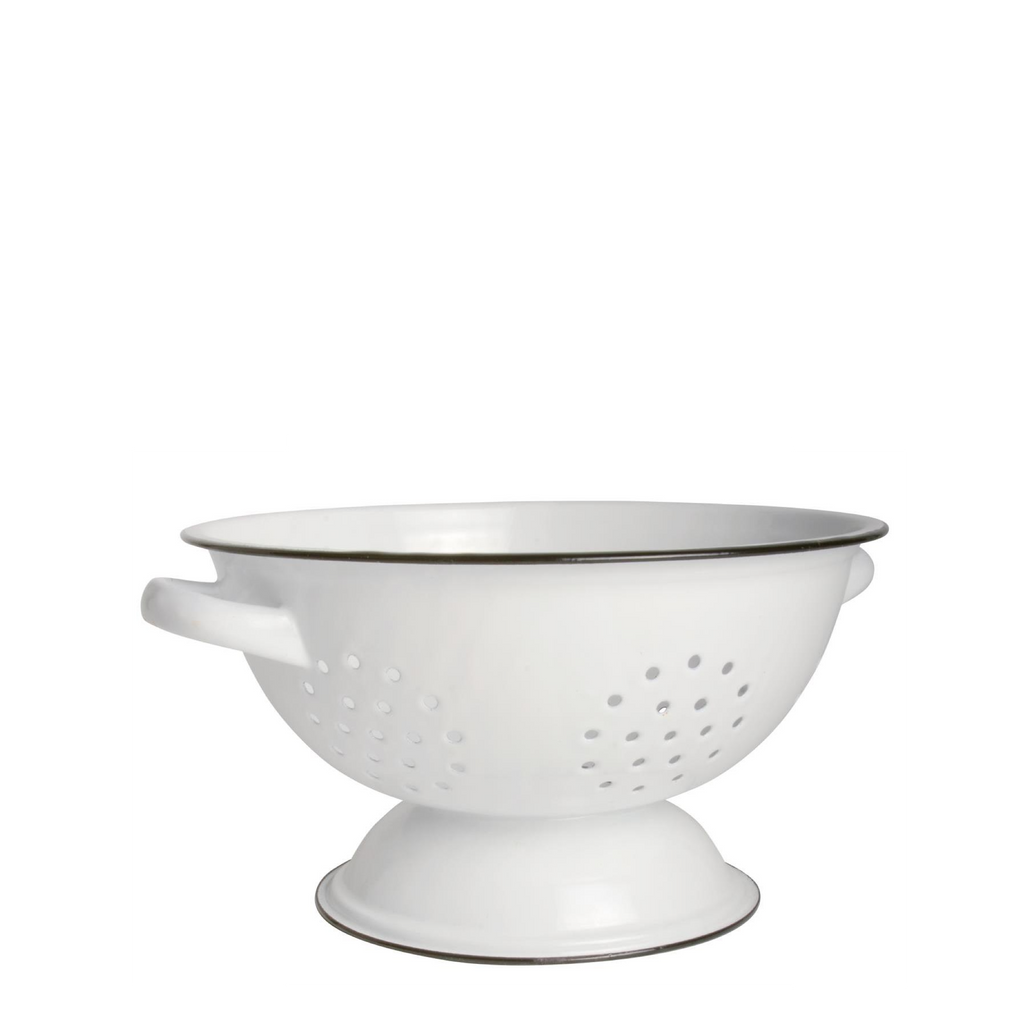 Ib Laursen Küchensieb Emaille weiß mit schwarzer Kante