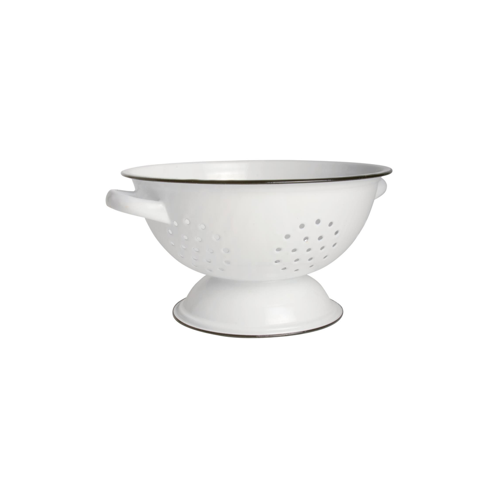 Ib Laursen Küchensieb Emaille Weiß mit schwarzer Kante