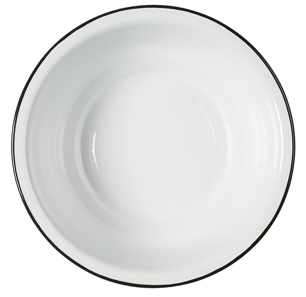 Ib Laursen Emaille Waschschüssel Weiß mit schwarzem Rand Detail