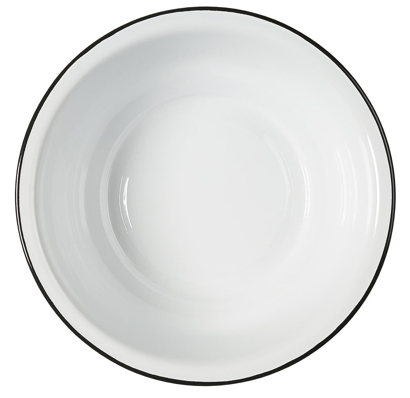 Ib Laursen Emaille Waschschüssel Weiß mit schwarzem Rand Detail