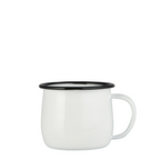 Ib Laursen Emaille Becher weiß mit schwarzer Kante