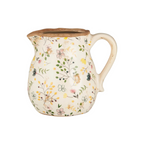 Ib Laursen Vase mit Henkel Meadow Blossom Keramik Vase mit floralem Muster im Landhausstil