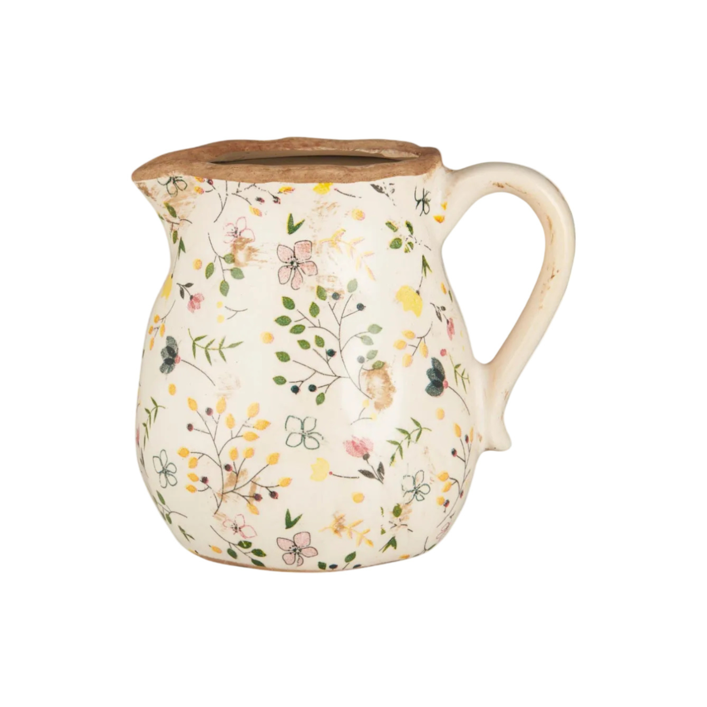 Ib Laursen Vase mit Henkel Meadow Blossom Keramik Vase mit floralem Muster im Landhausstil