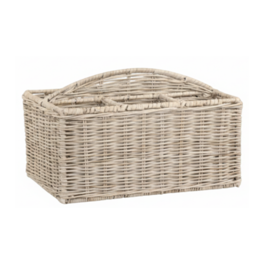 Chic Antique Korb mit 4 Fächern aus geflochtenem Rattan in Natur