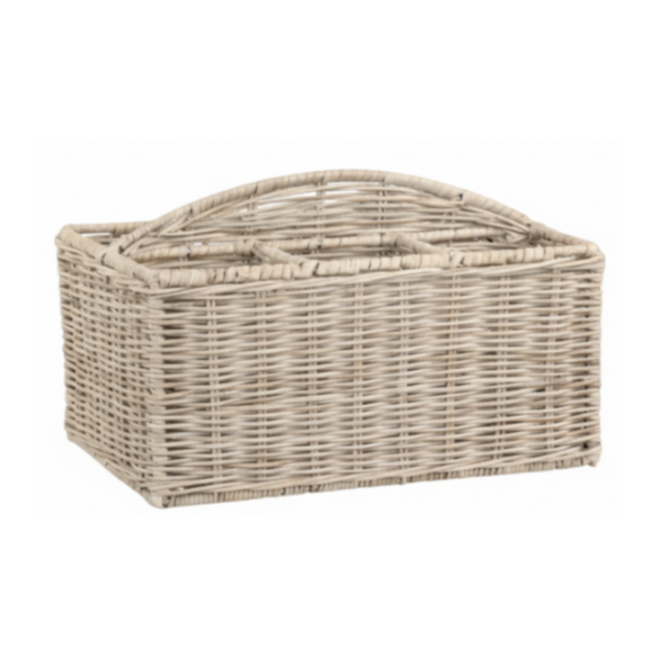Chic Antique Korb mit 4 Fächern aus geflochtenem Rattan in Natur