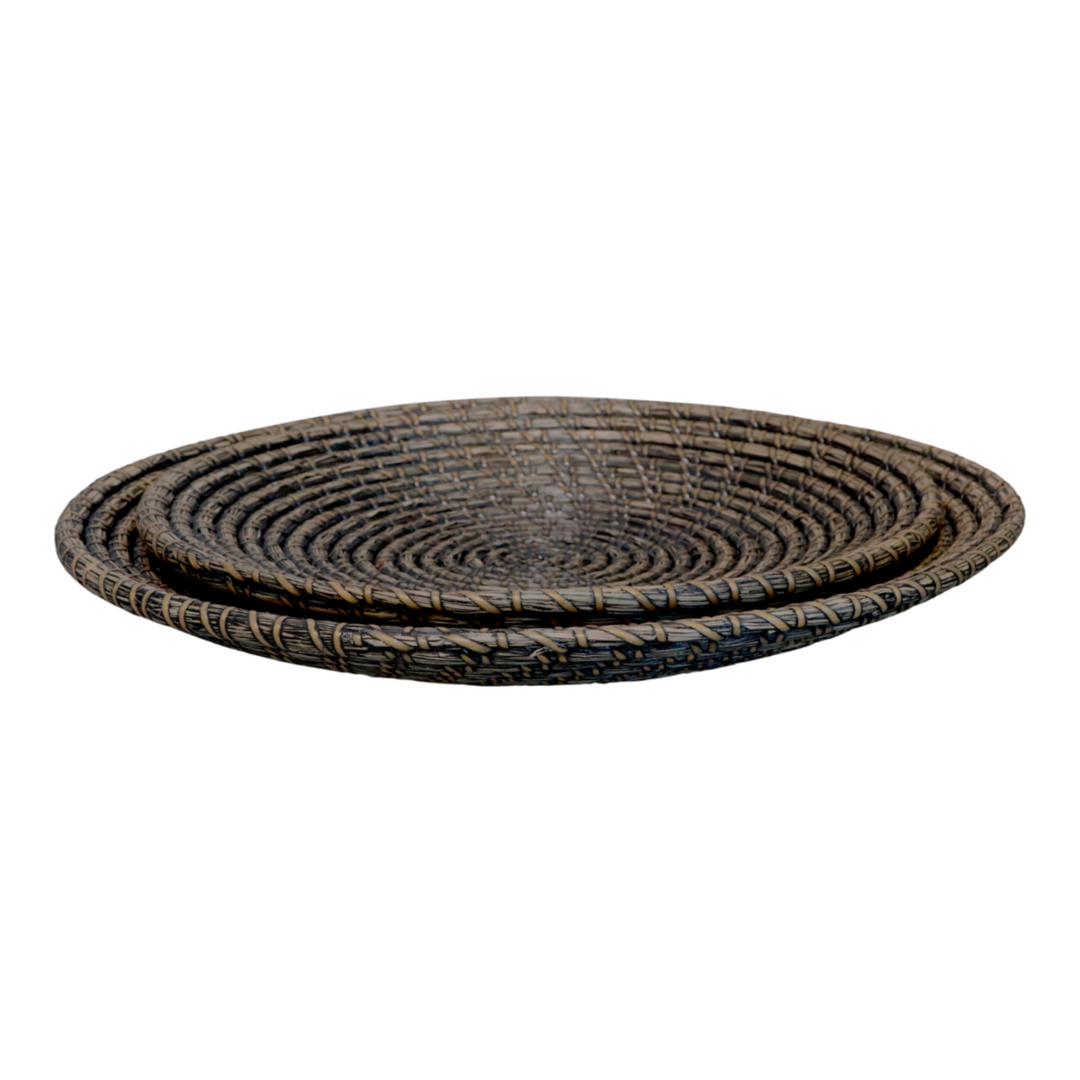 Chic Antique geflochtenes Tablett aus Seegras in Antique Schwarz