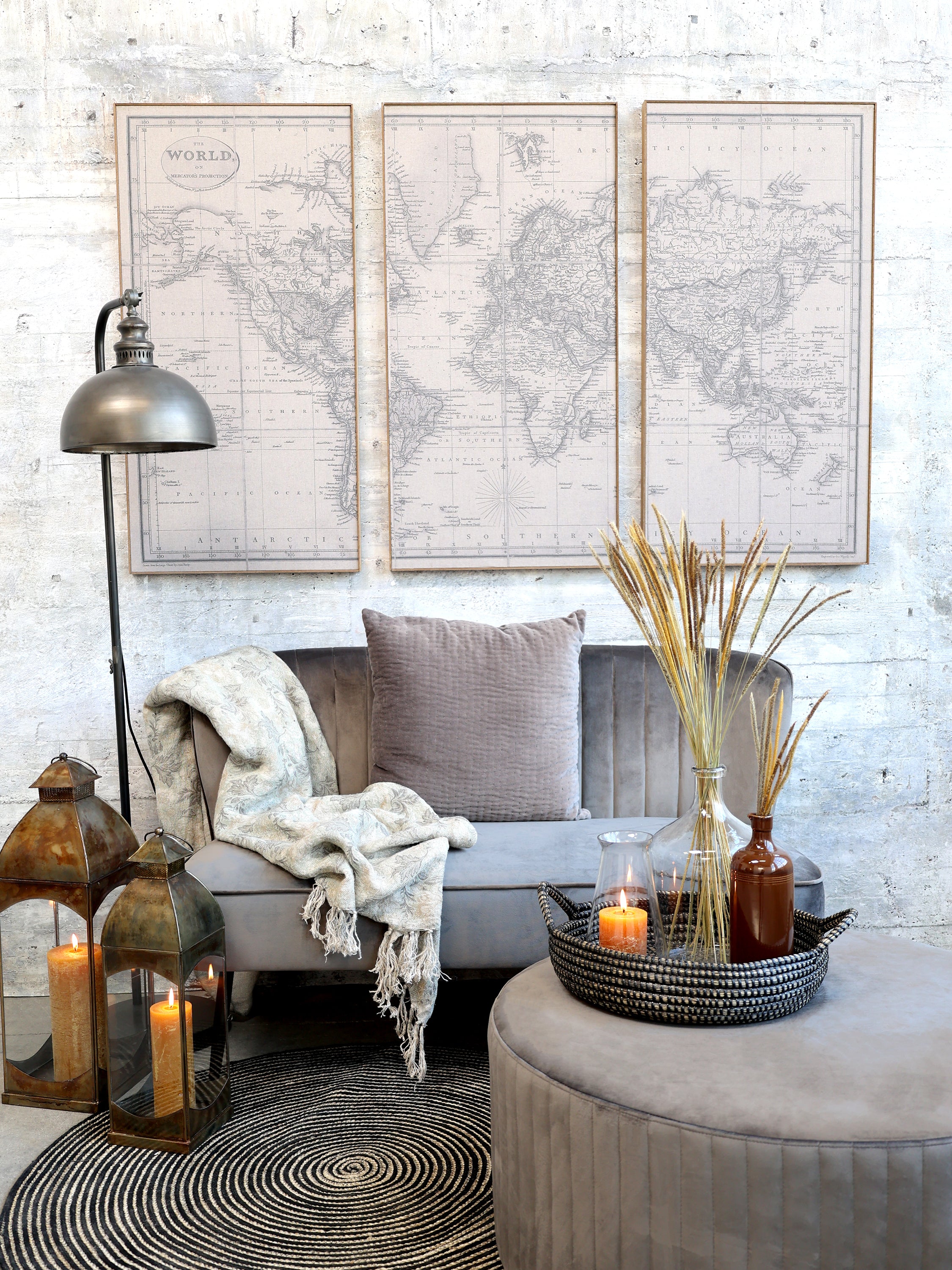 Dekoratives Chic Antique Seegras Tablett mit Henkel als Wohnaccessoire im Landhausstil