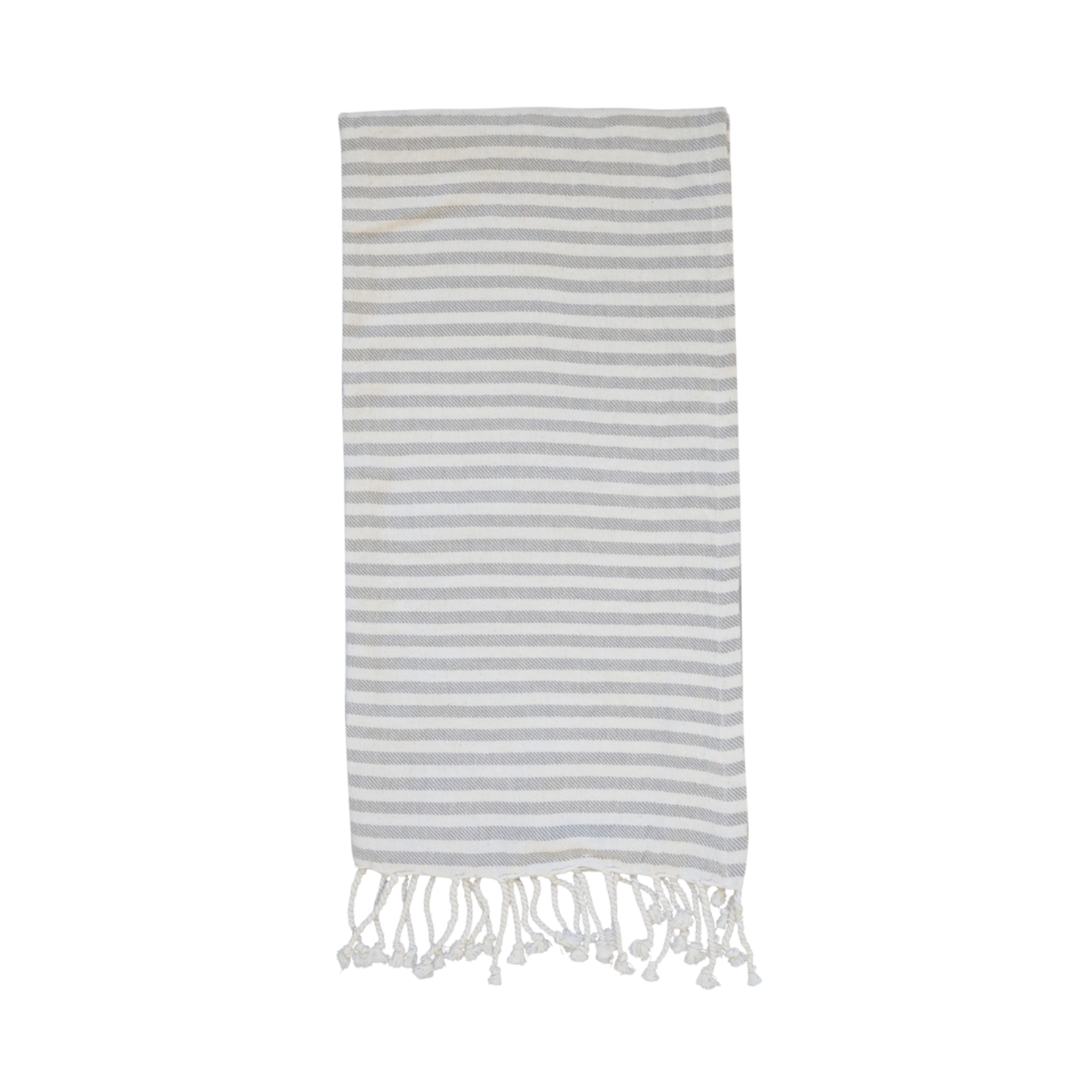 Chic Antique Éternel Badetuch grau weiß gestreift aus Baumwolle