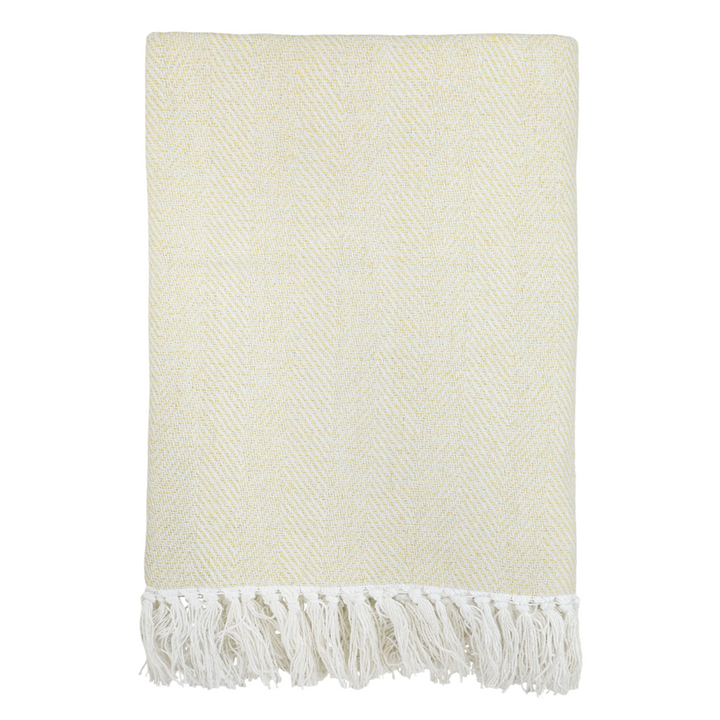 Chic Antique Plaid honig mit Fransen im skandinavischen Landhausstil