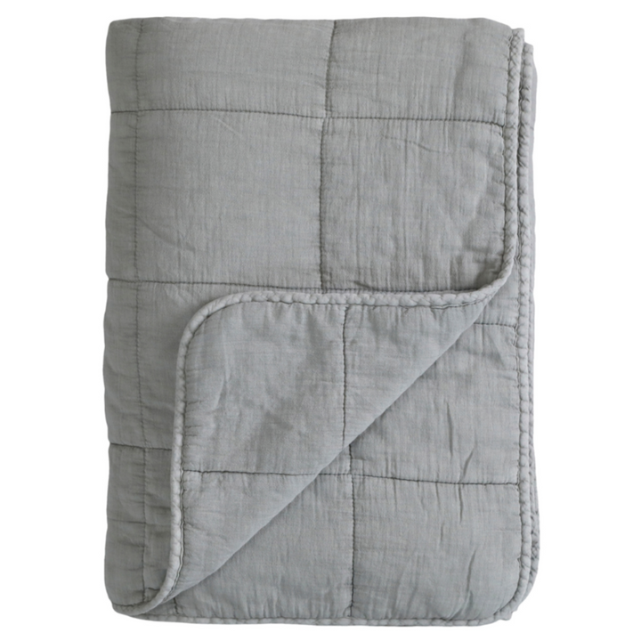 Chic Antique Vintage Quilt Französisch Grün aus Baumwolle als Tagesdecke