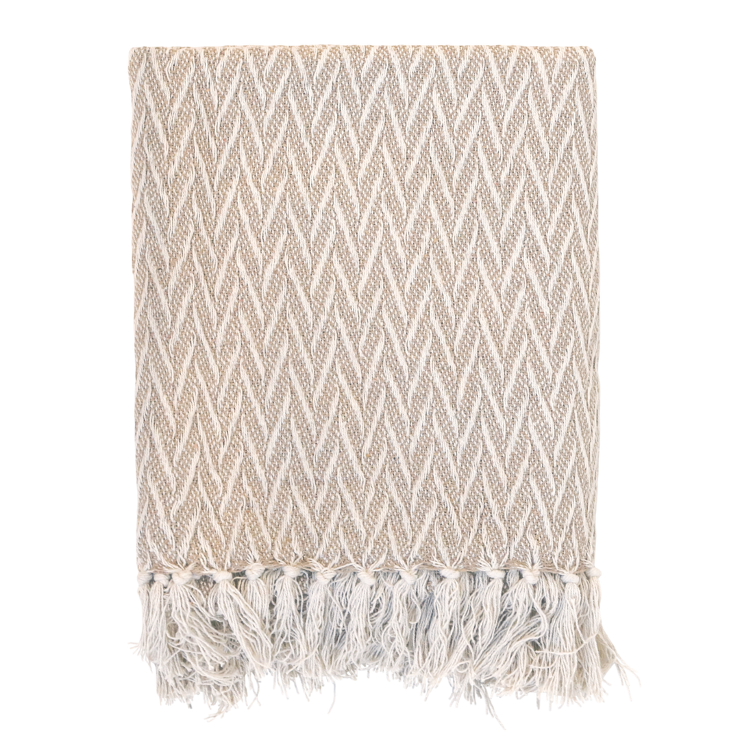Chic Antique Aix Plaid Latte aus Baumwolle im skandinavischen Landhausstil