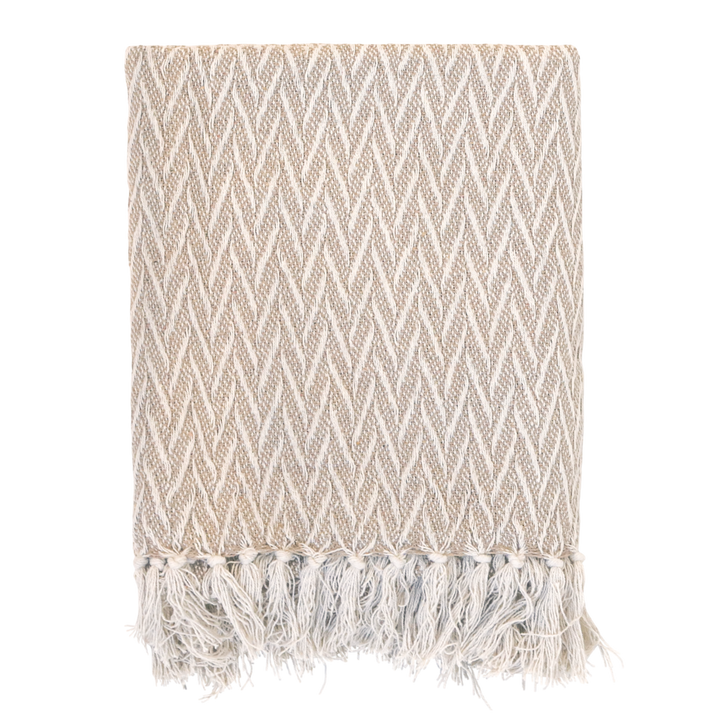 Chic Antique Aix Plaid Latte aus Baumwolle im skandinavischen Landhausstil