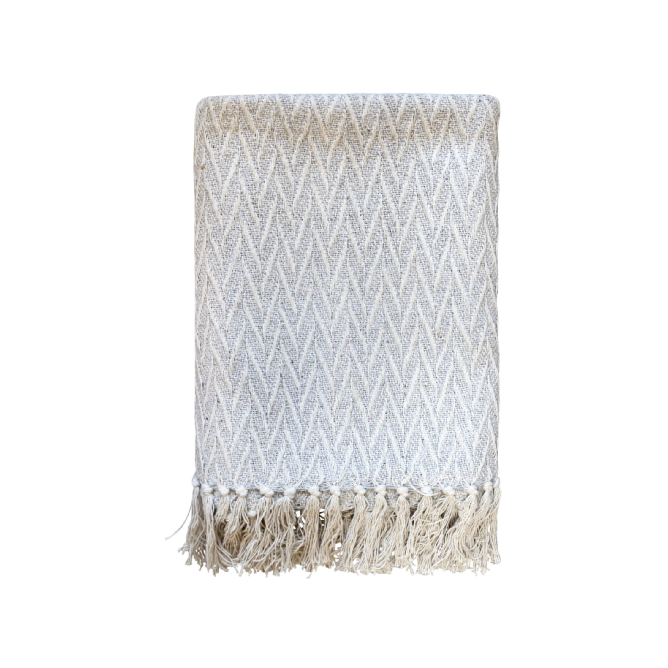 Chic Antique Baumwoll Plaid Französisch Grau mit Fransen