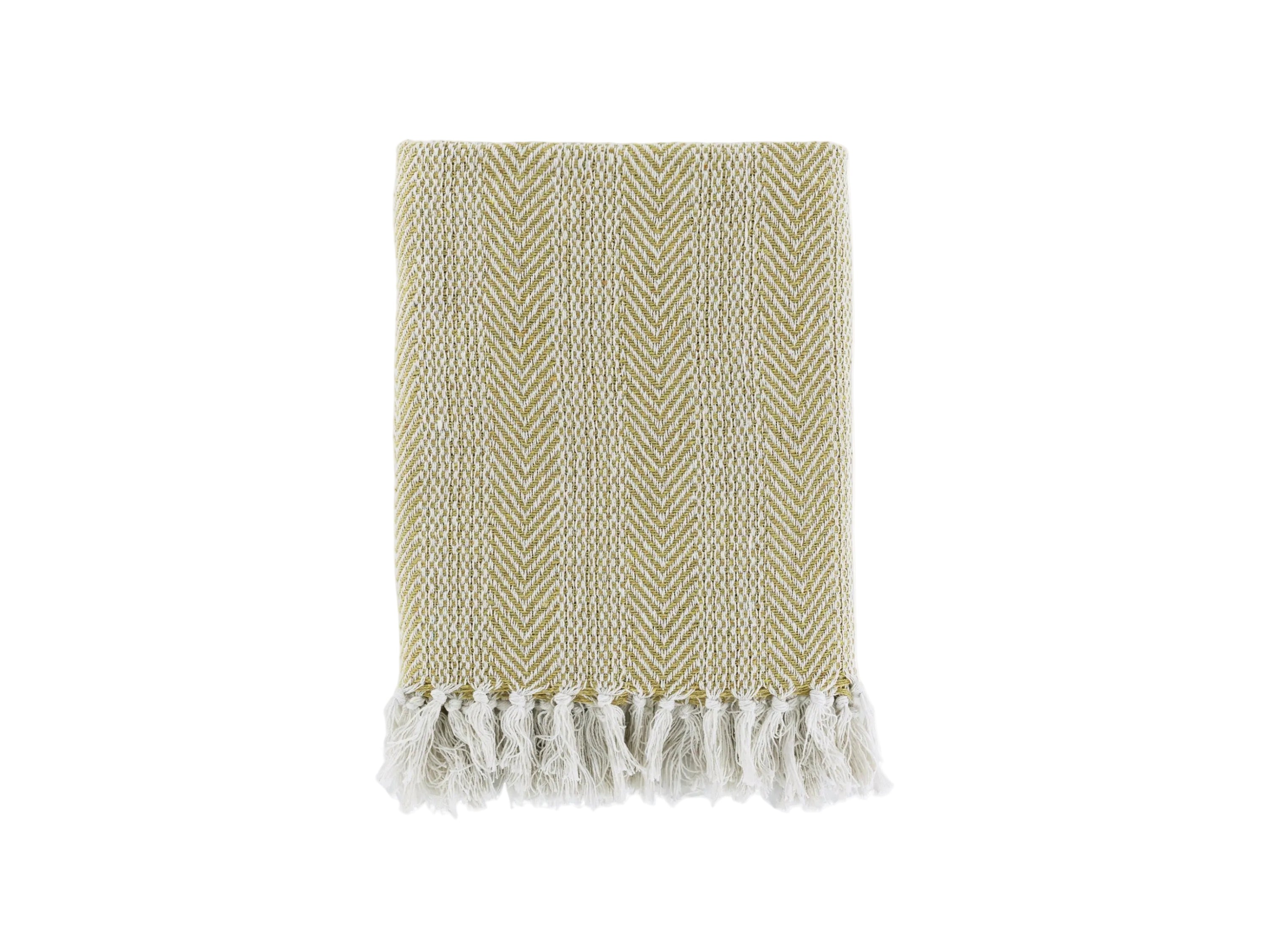 Chic Antique Plaid gold karamel mit Fransen im skandinavischen Landhausstil