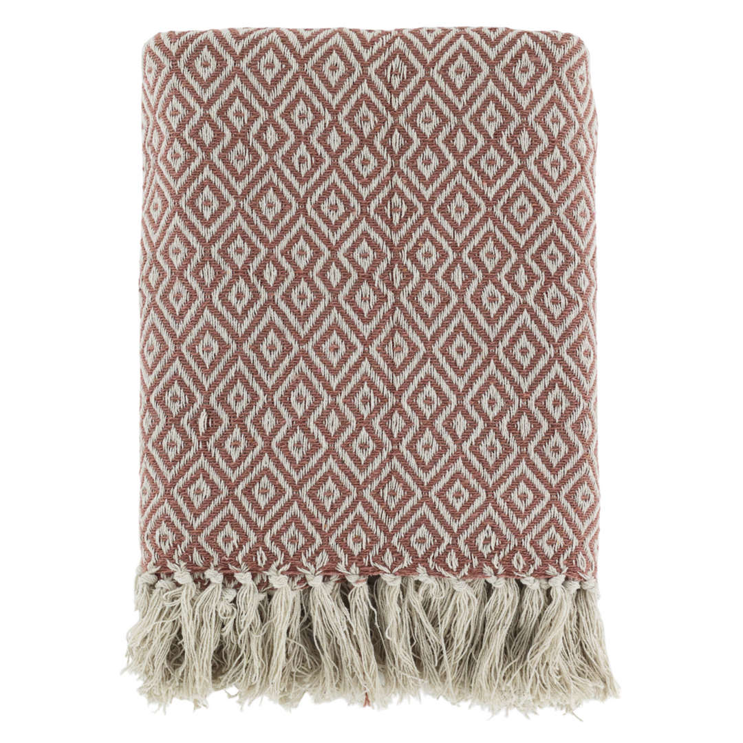 Chic Antique Plaid rosa mit Fransen im skandinavischen Landhausstil