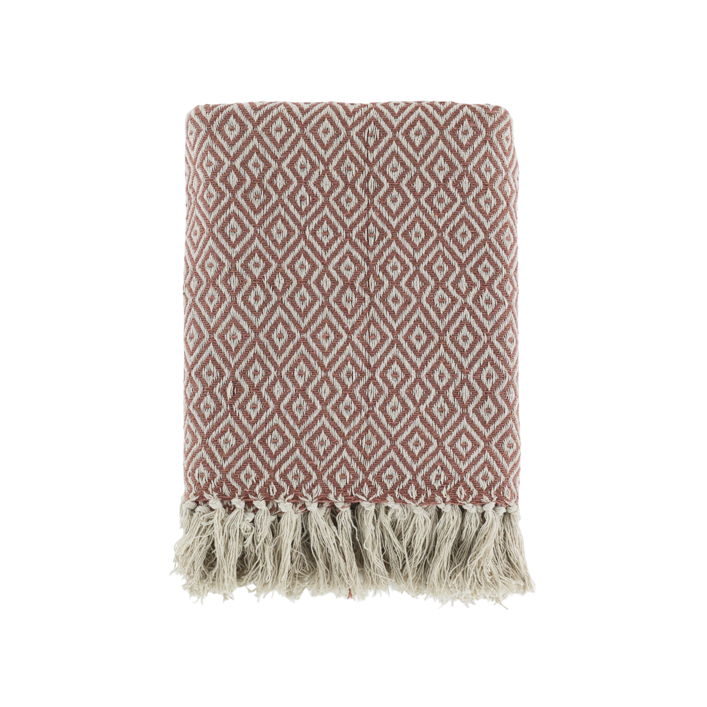 Chic Antique Plaid rosa mit Fransen im skandinavischen Landhausstil