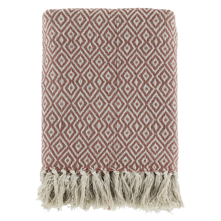 Chic Antique Plaid rosa mit Fransen im skandinavischen Landhausstil