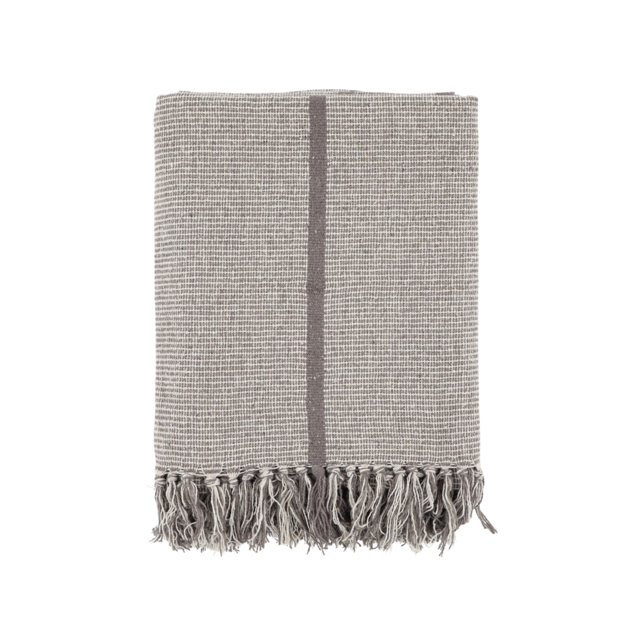 Chic Antique Baumwoll Plaid Mokka mit Fransen im Landhausstil