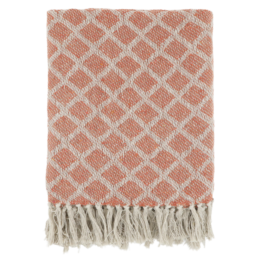 Chic Antique Aix Plaid Terracotta mit Fransen im skandinavischen Landhausstil