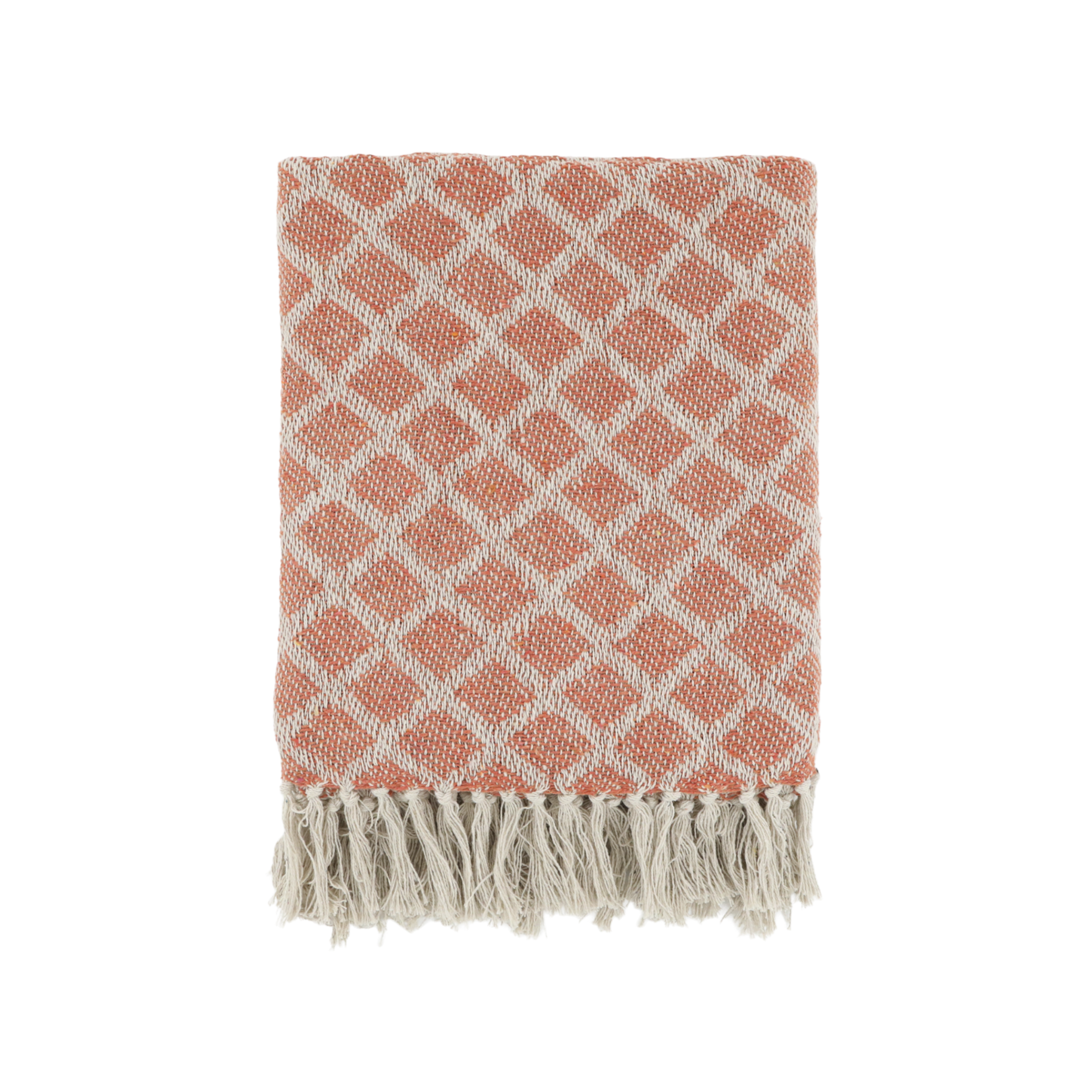 Chic Antique Aix Plaid Terracotta mit Fransen im skandinavischen Landhausstil