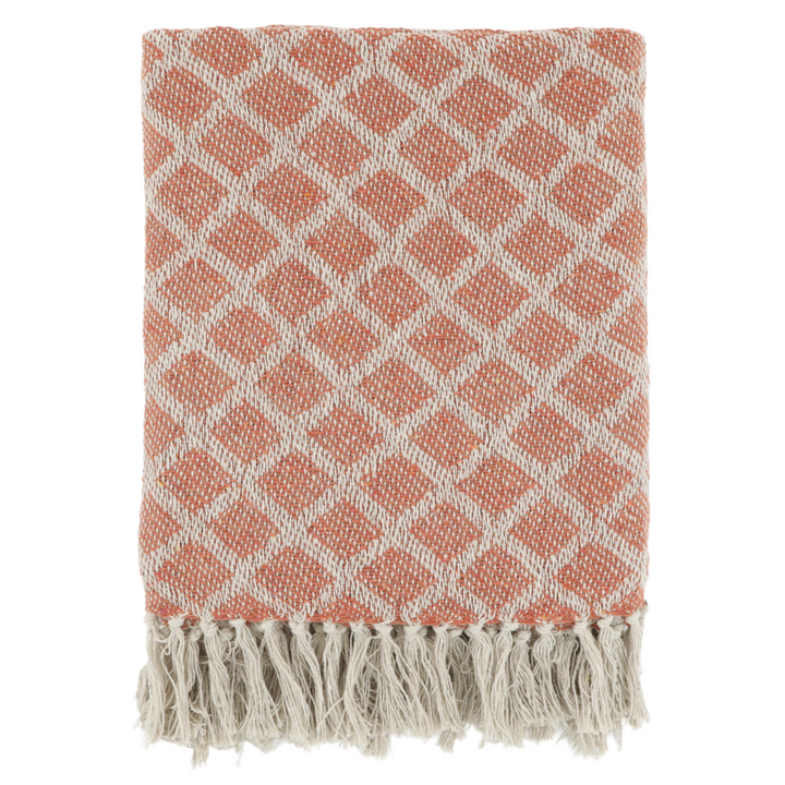 Chic Antique Aix Plaid Terracotta mit Fransen im skandinavischen Landhausstil