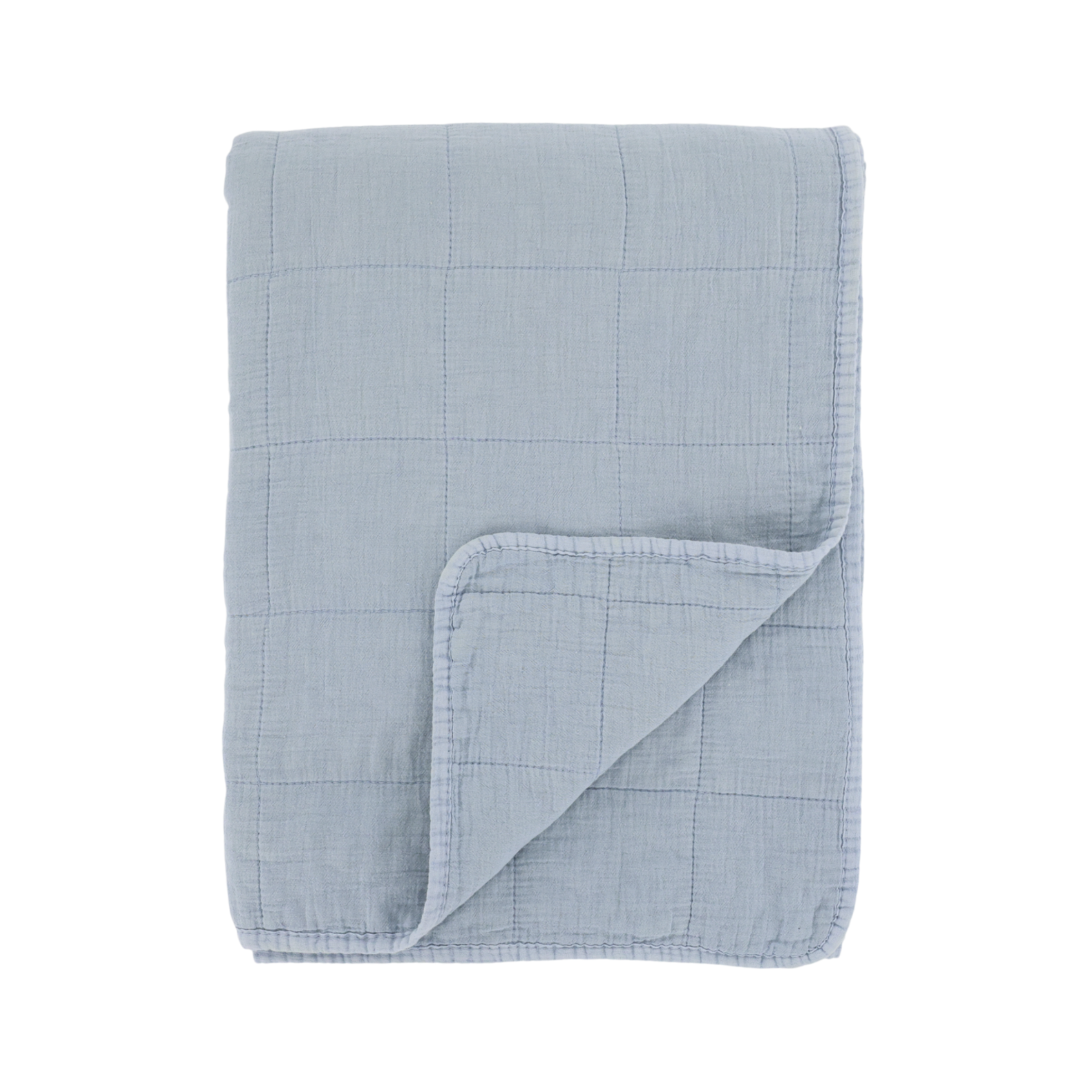 Chic Antique Aix Vintage Quilt Sky Blue als skandinavische Tagesdecke aus Baumwolle