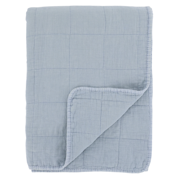 Chic Antique Aix Vintage Quilt Sky Blue als skandinavische Tagesdecke aus Baumwolle