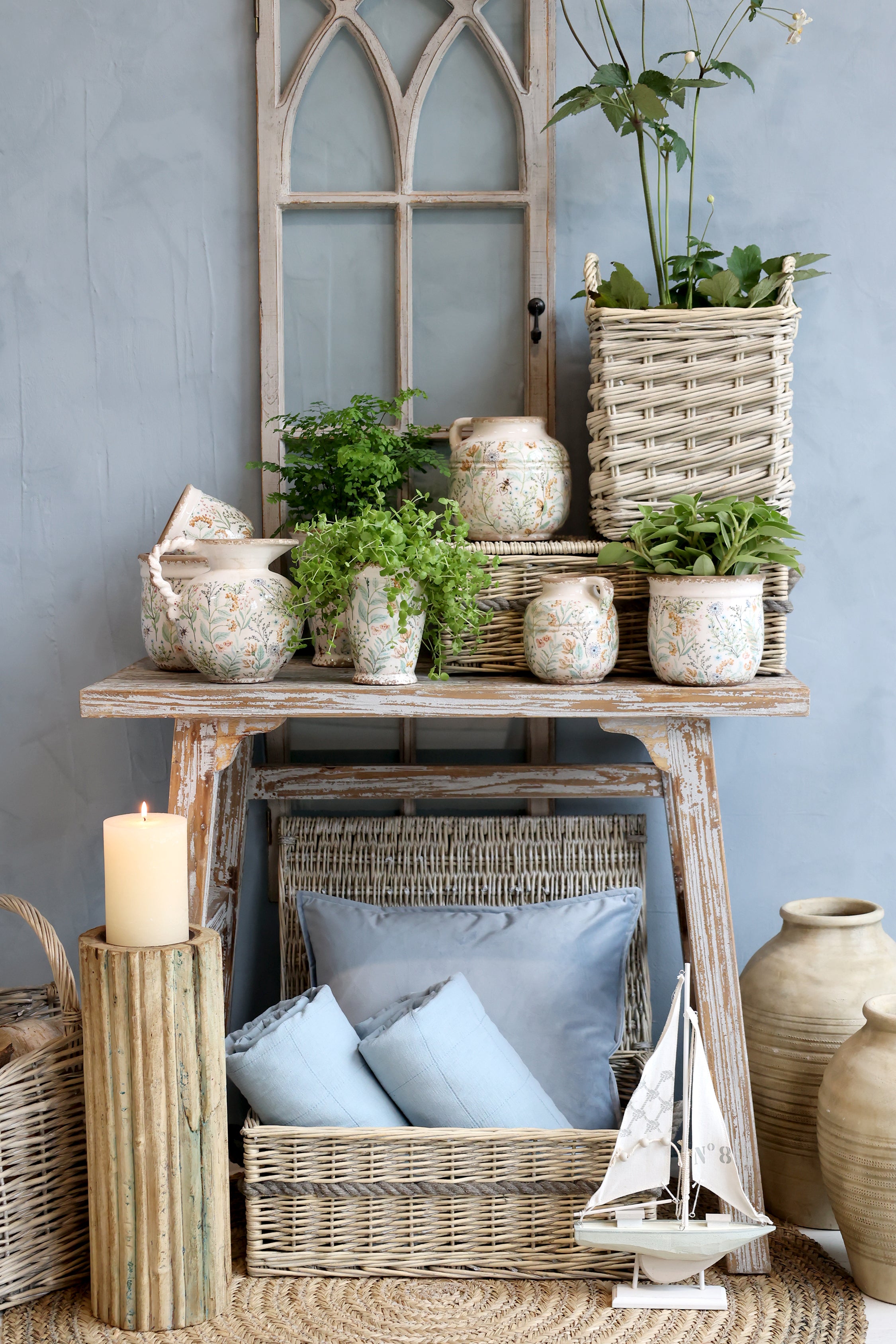 Chic Antique Aix Vintage Quilt Sky Blue