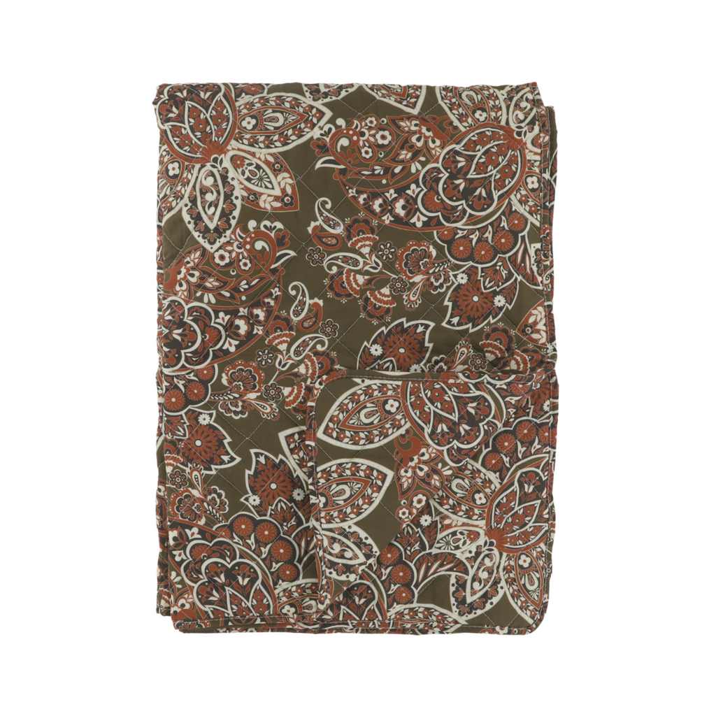 Chic Antique Aix Quilt mit Paisley Motiv in Moos und Terracotta aus Baumwolle