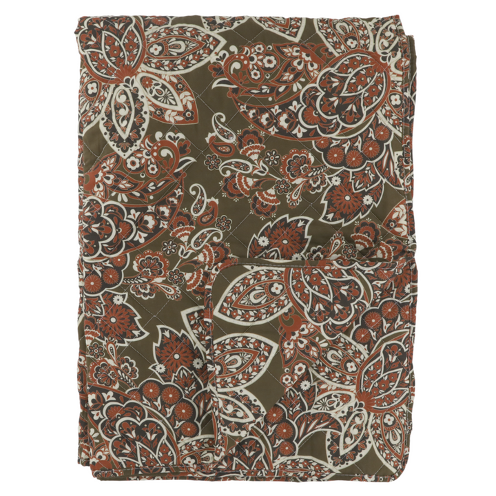 Chic Antique Aix Quilt mit Paisley Motiv in Moos und Terracotta aus Baumwolle
