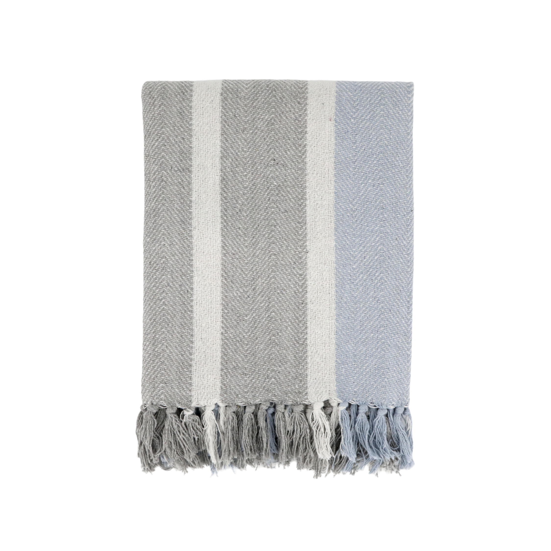 Chic Antique Aix Plaid französisch grau sky blue mit Fransen im skandinavischen Landhausstil