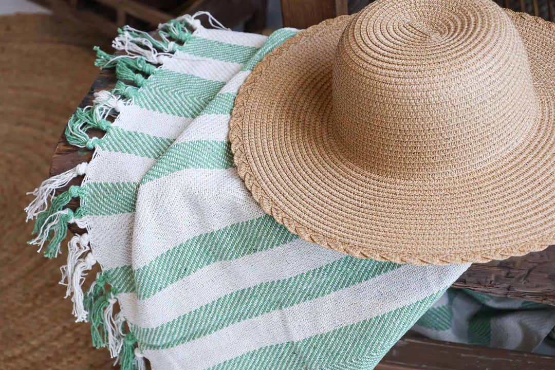 Chic Antique Strohhut mit geflochtener Kante in Natur aus Papiergeflecht