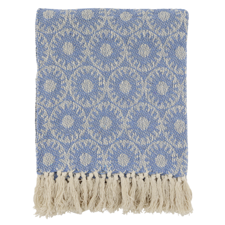 Chic Antique Aix Plaid ocean blau mit Fransen im skandinavischen Landhausstil