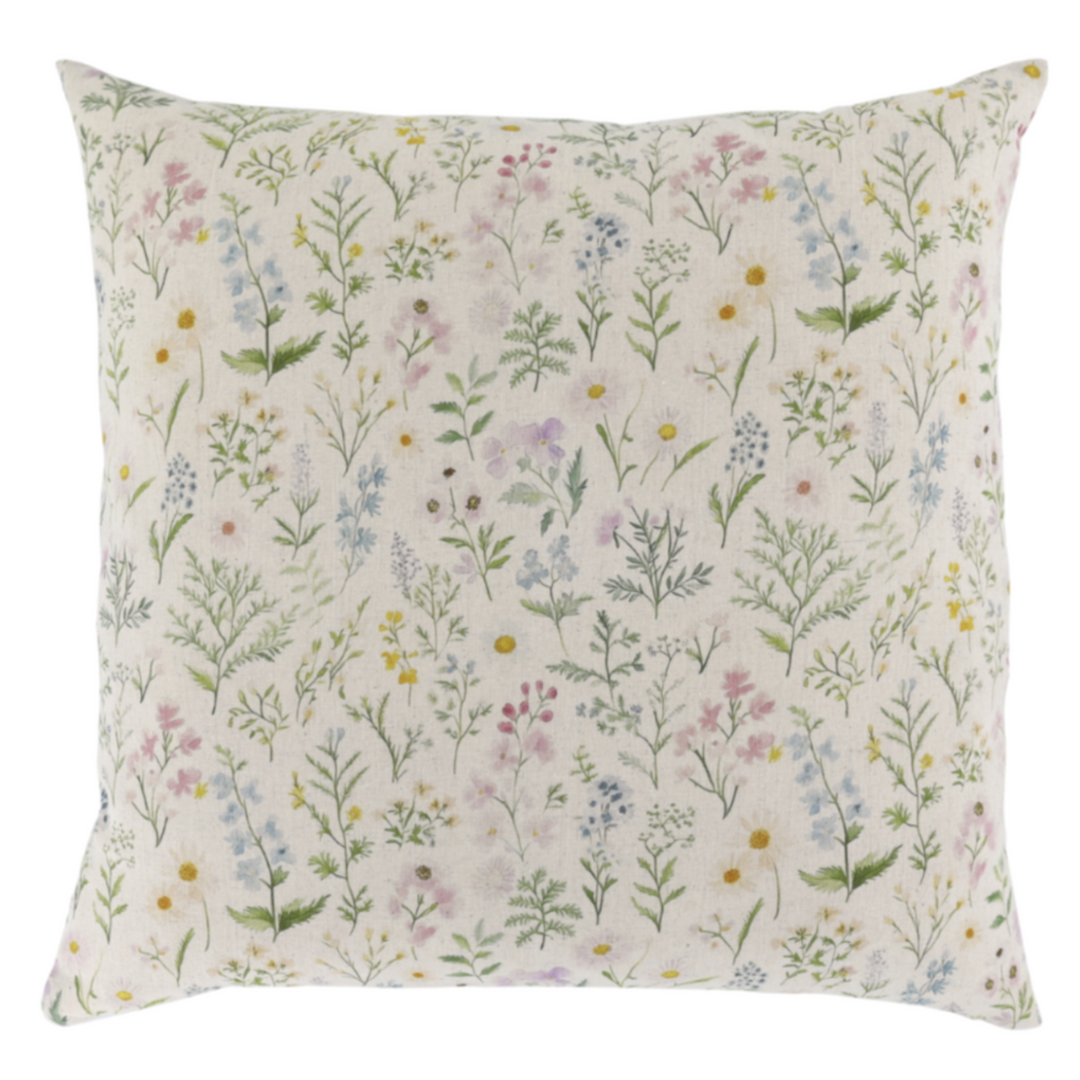 Chic Antique Kissenbezug Opal 60x60 cm mit floralem Print auf cremefarbenem Grund im Landhausstil