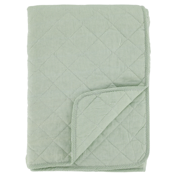 Chic Antique Aix Quilt grün weiß gestreift Tagesdecke im maritimen Landhausstil