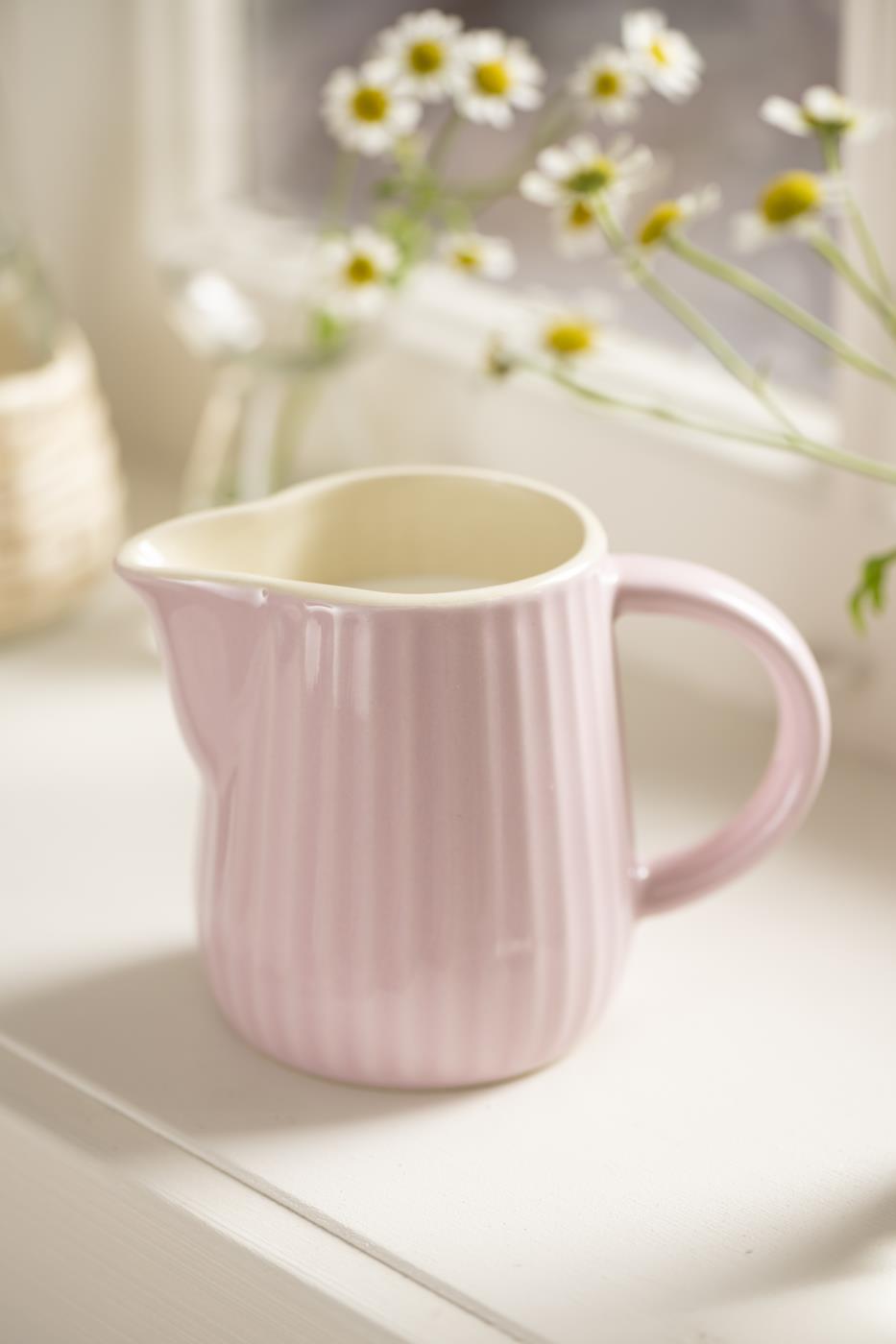 Ib Laursen Mynte Milch- und Sahnekännchen English Rose 200 ml aus rosafarbenem Steingut im skandinavischen Wohnstil