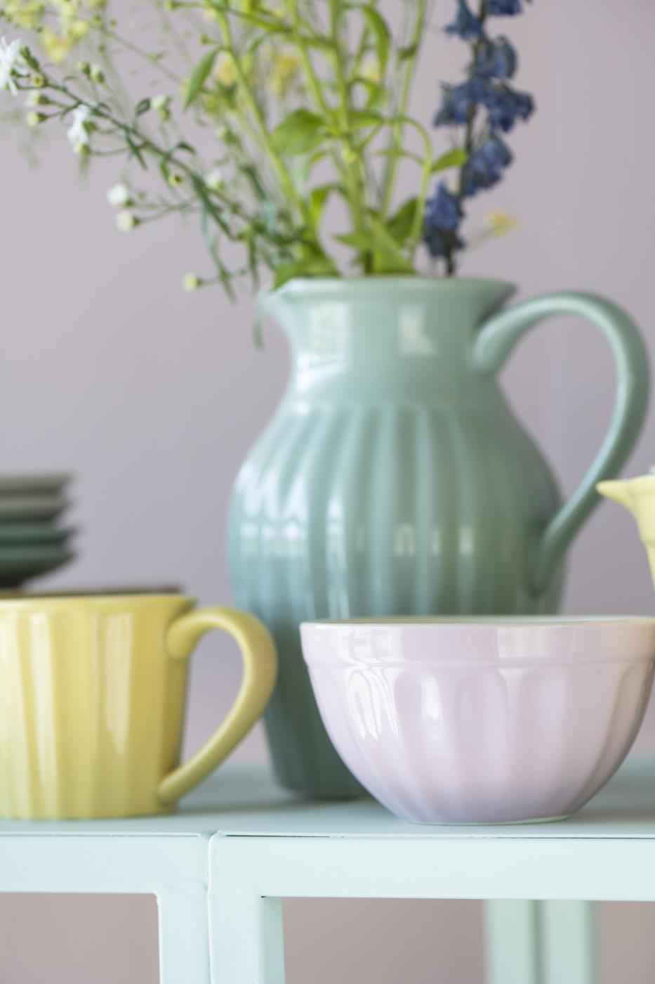 Ib Laursen Mynte® Schale English Rose kombiniert mit Krug und Becher in Pastellfarben