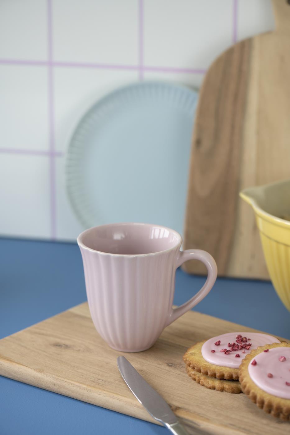 IB Laursen Tasse Mynte English Rose Rosa mit Rillenstruktur