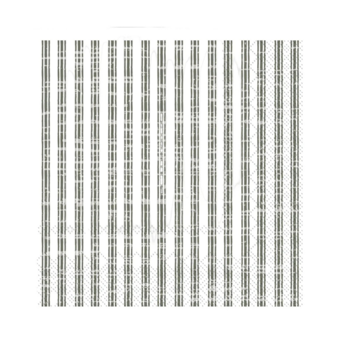 Chic Antique Papierserviette mit Streifen in Olive Musteransicht quadratisch für Tischdeko im skandinavischen Stil
