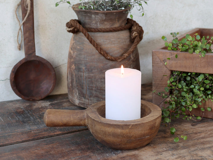 Chic Antique Grimaud Holzlöffel aus Holz mit Kerze als rustikale Landhaus Deko