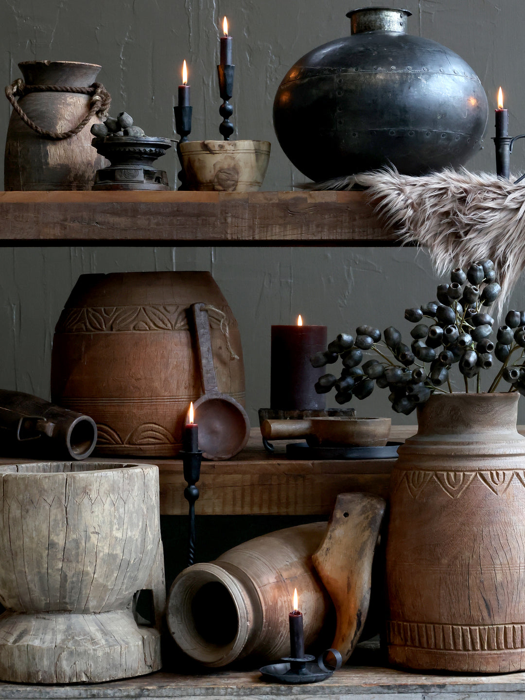 Chic Antique Grimaud Holzlöffel aus recyceltem Holz als Vintage Deko im skandinavischen Landhausstil