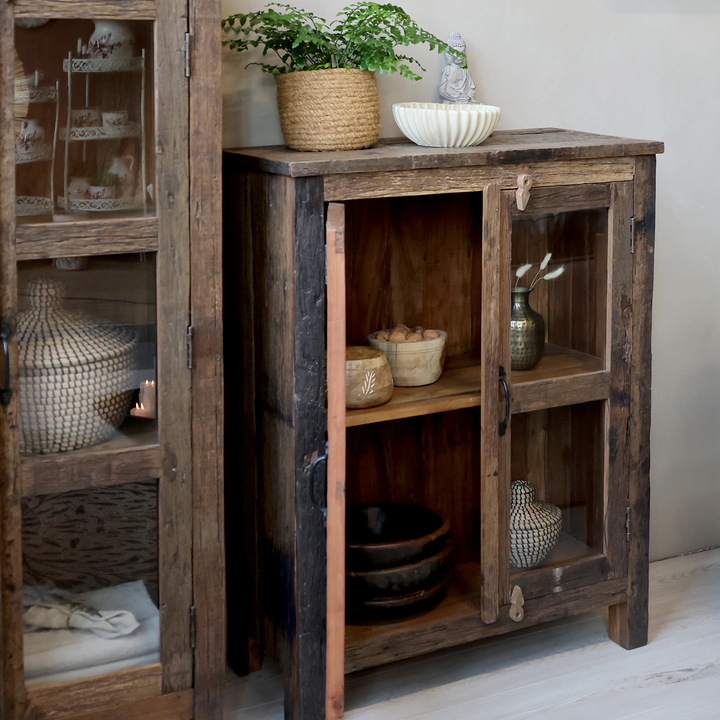 Chic Antique Grimaud Schrank mit Glastüren Natur