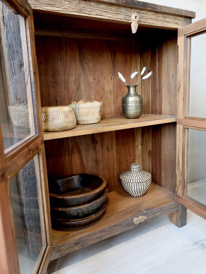 Chic Antique Grimaud Schrank mit Glastüren Natur