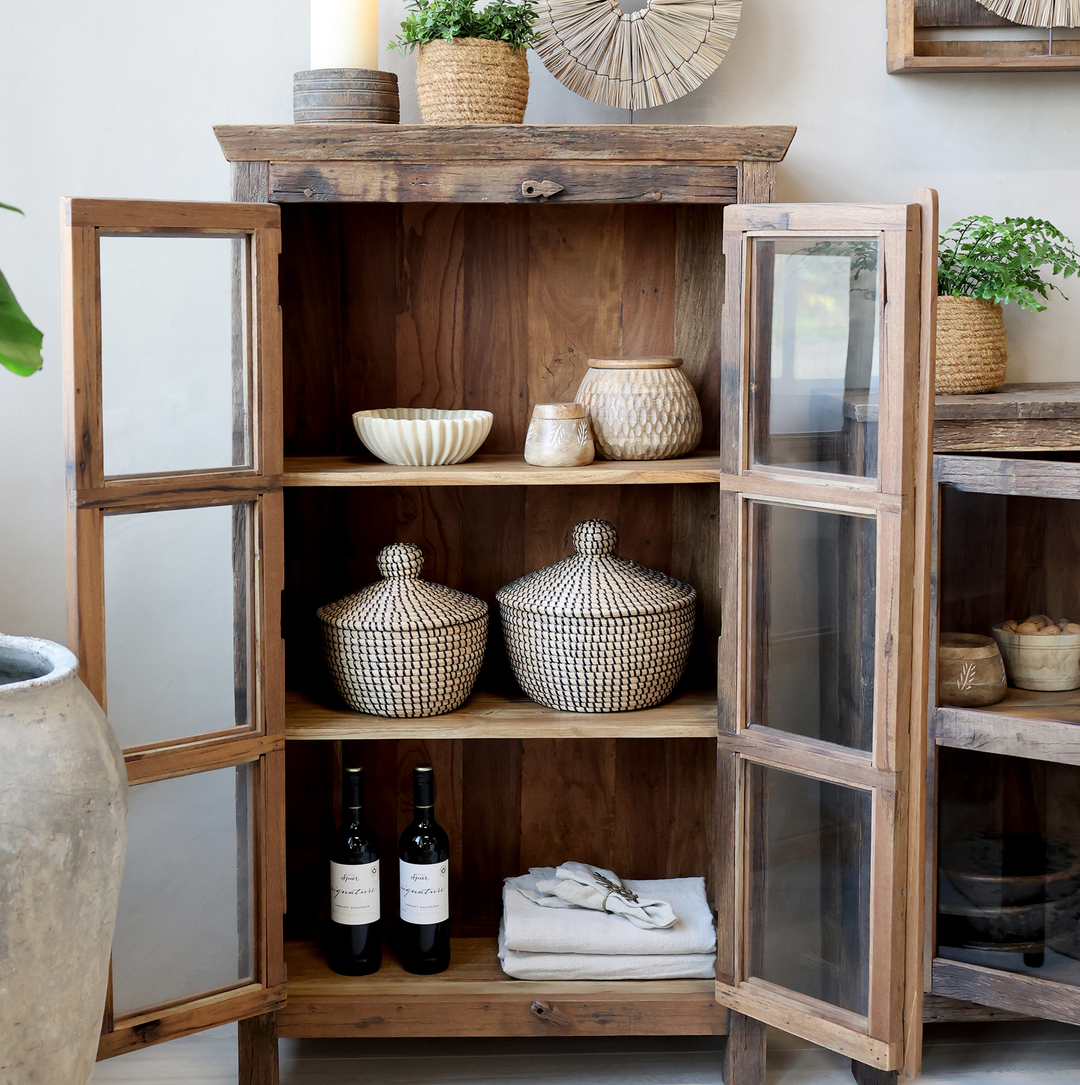 Chic Antique Grimaud Vitrinenschrank aus Recyclingholz Natur