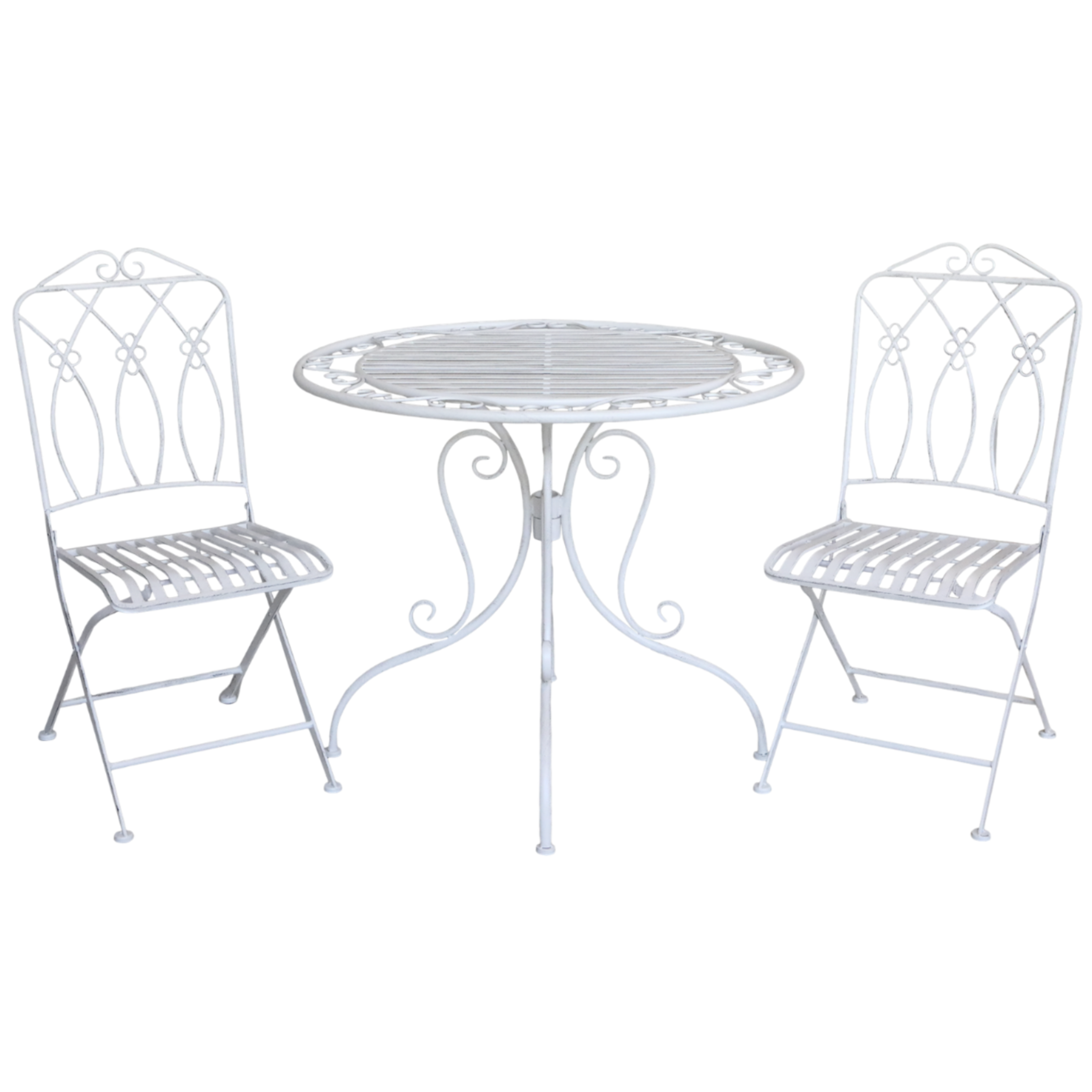 Chic Antique Bistrotisch mit 2 Stühlen im französischen Landhausstil für Garten und Terrasse