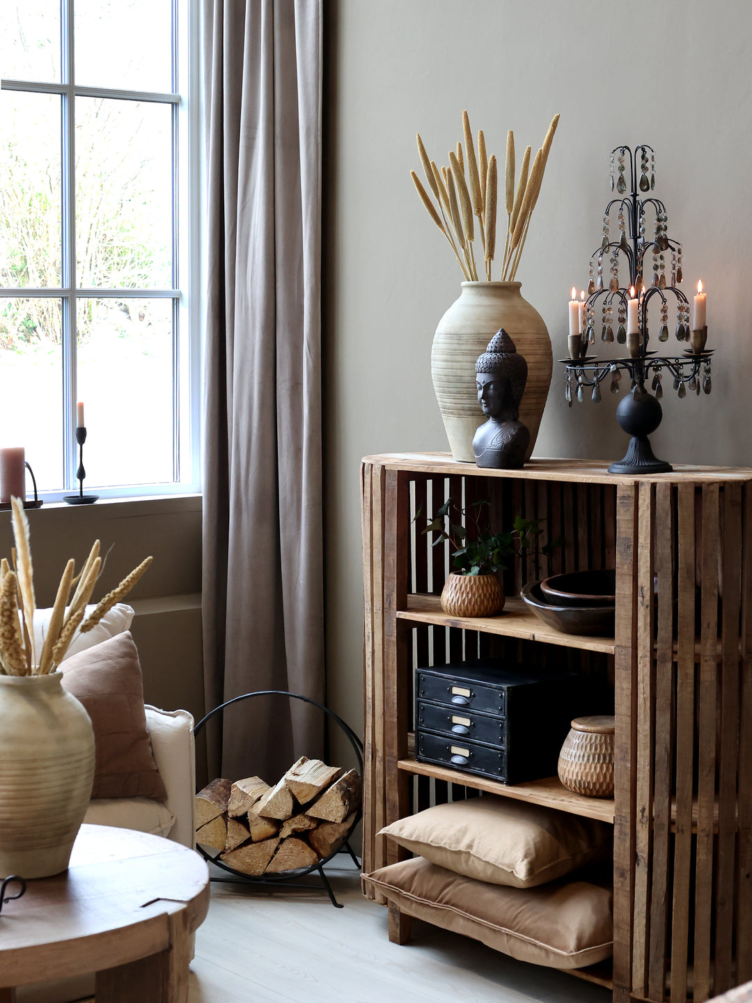 Chic Antique Grimaud Regal mit 3 Ablageböden aus Recyclingholz Natur